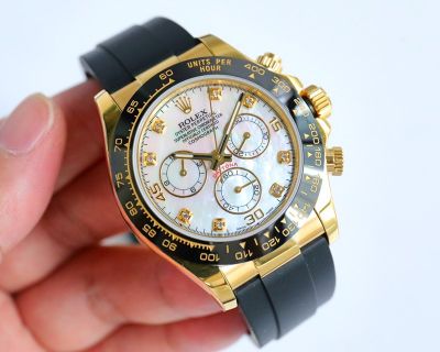 C Factory ROLEX Daytona Rubber Strap 904L Gold Mother-of-pearl 7750 Movement Replica Watch
